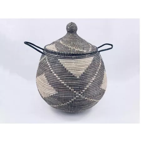 Panière en Jonc Lomé Noir 36x40 CM