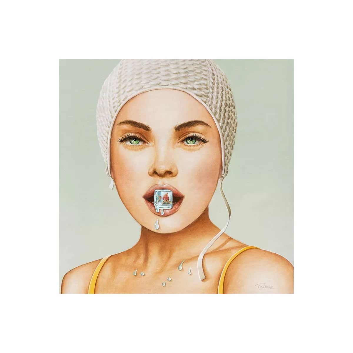 Tableau Baigneuse Glaçon 75x75