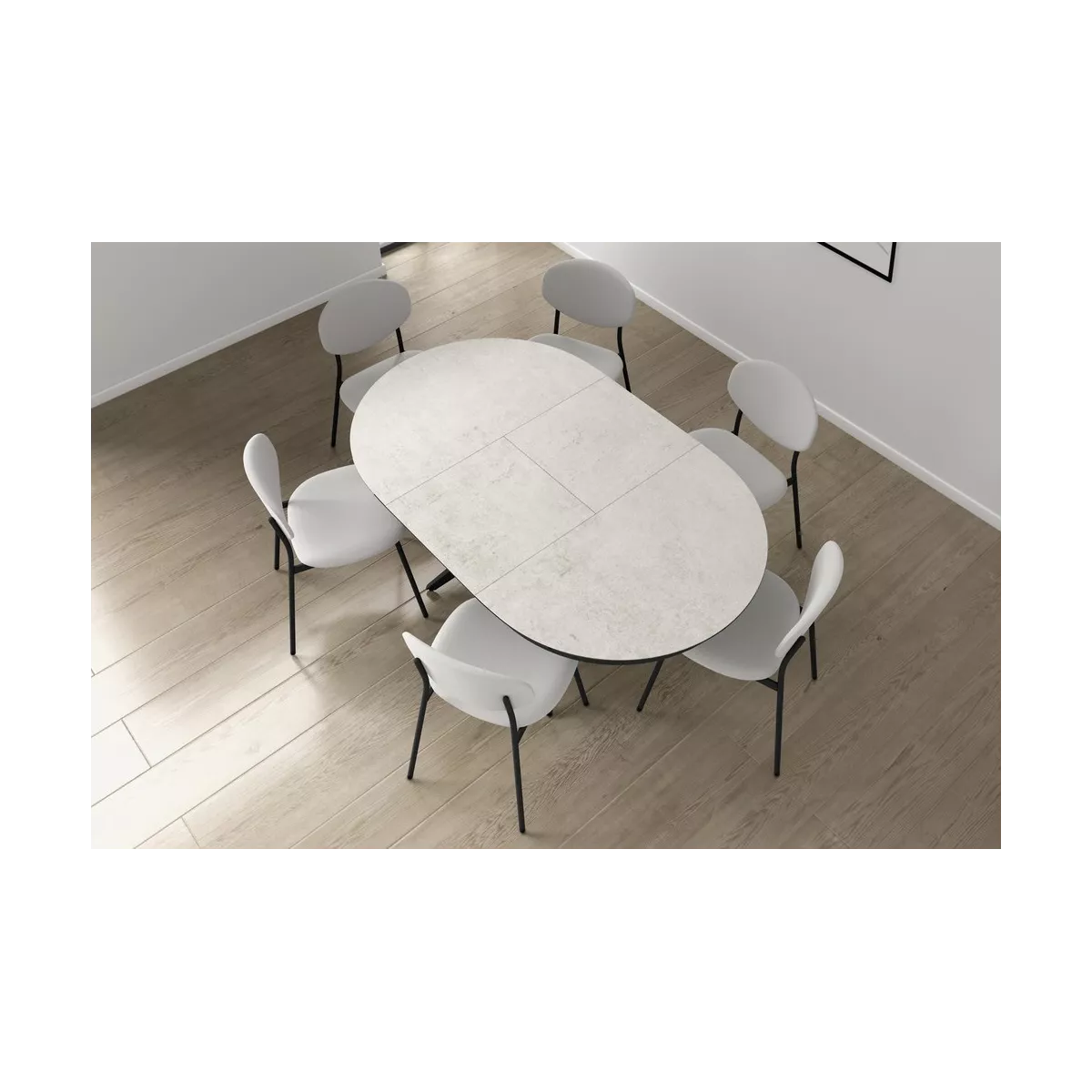 Table Sfera ovale 120 cm en Céramique Marbre Blanc