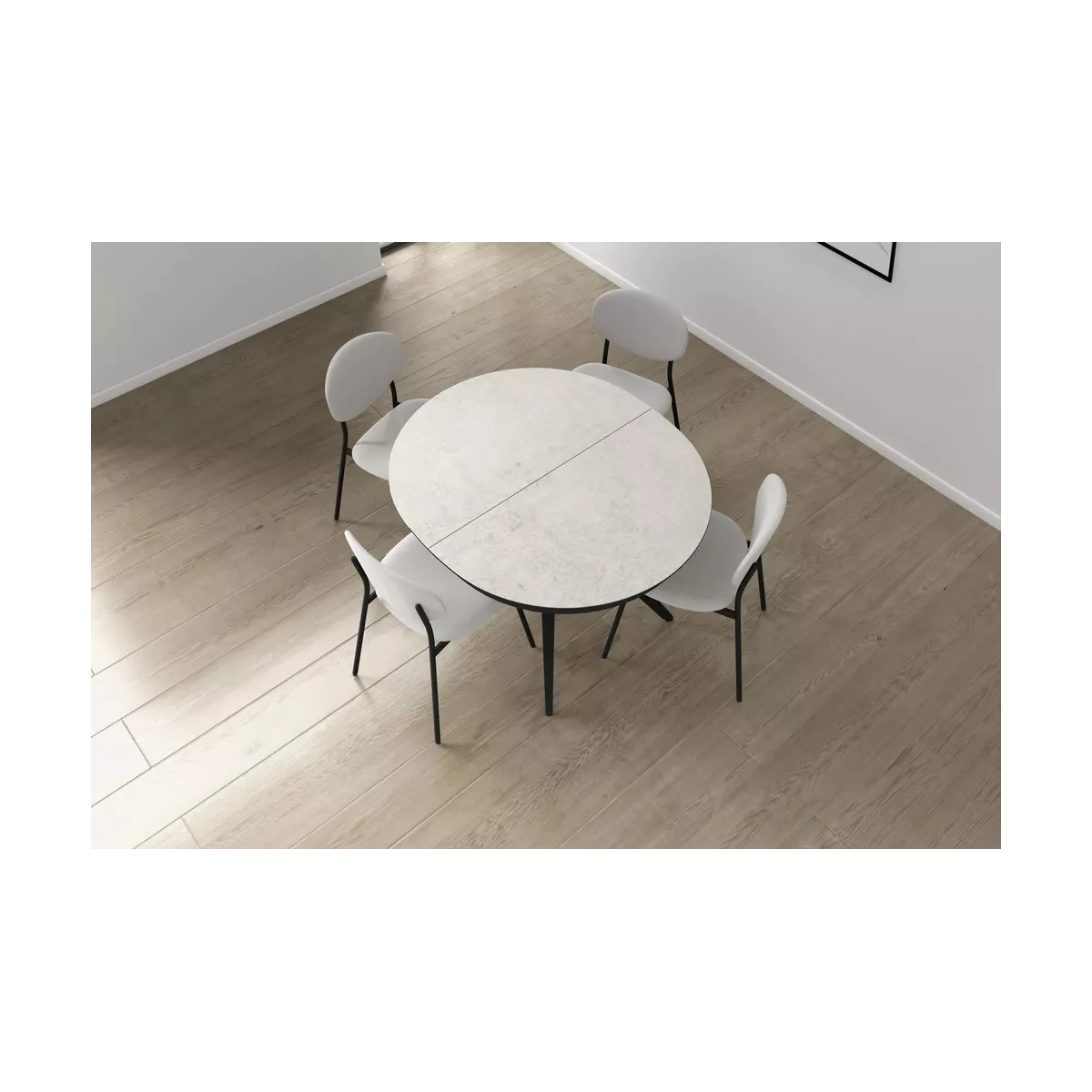 Table Sfera ovale 120 cm en Céramique Marbre Blanc