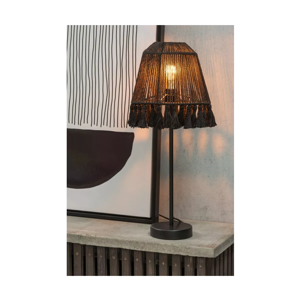 Lampe Vincent  Jute Noire h60