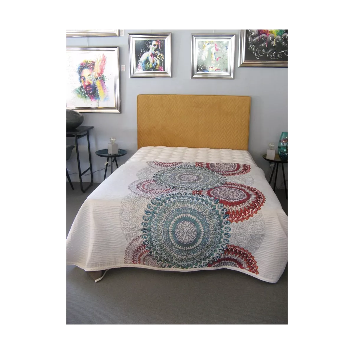Tete de Lit en 140 Tissus Matelassé Moutarde