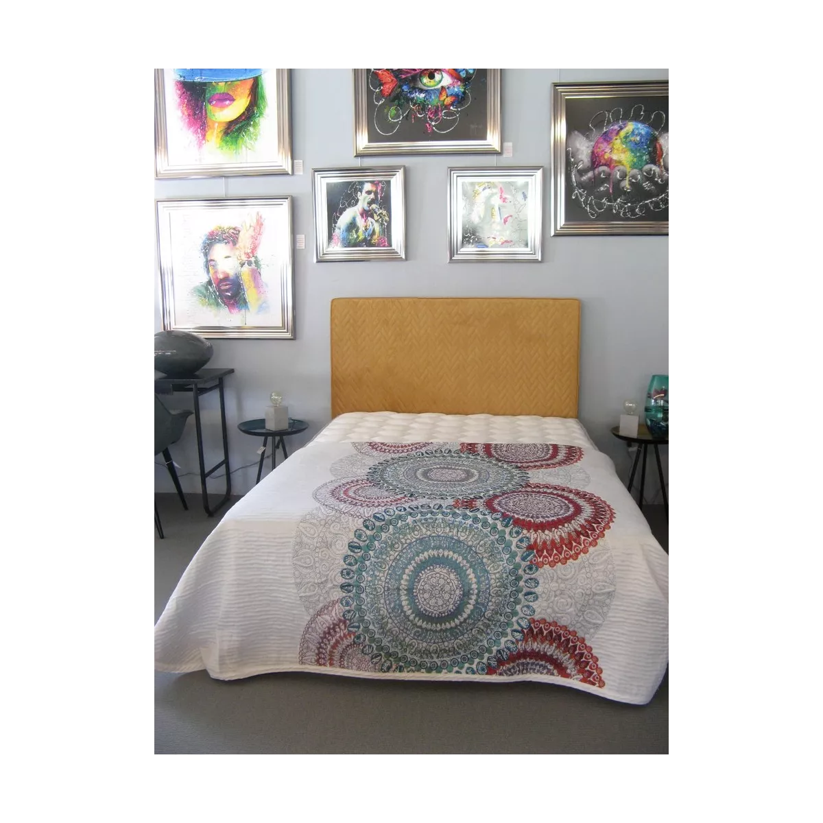 Tete de Lit en 140 Tissus Matelassé Moutarde