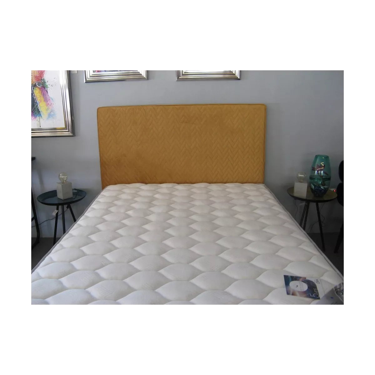 Tete de Lit en 140 Tissus Matelassé Moutarde