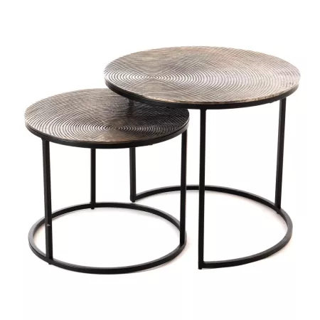 Série de 2 Tables Basses en Aluminium Etain