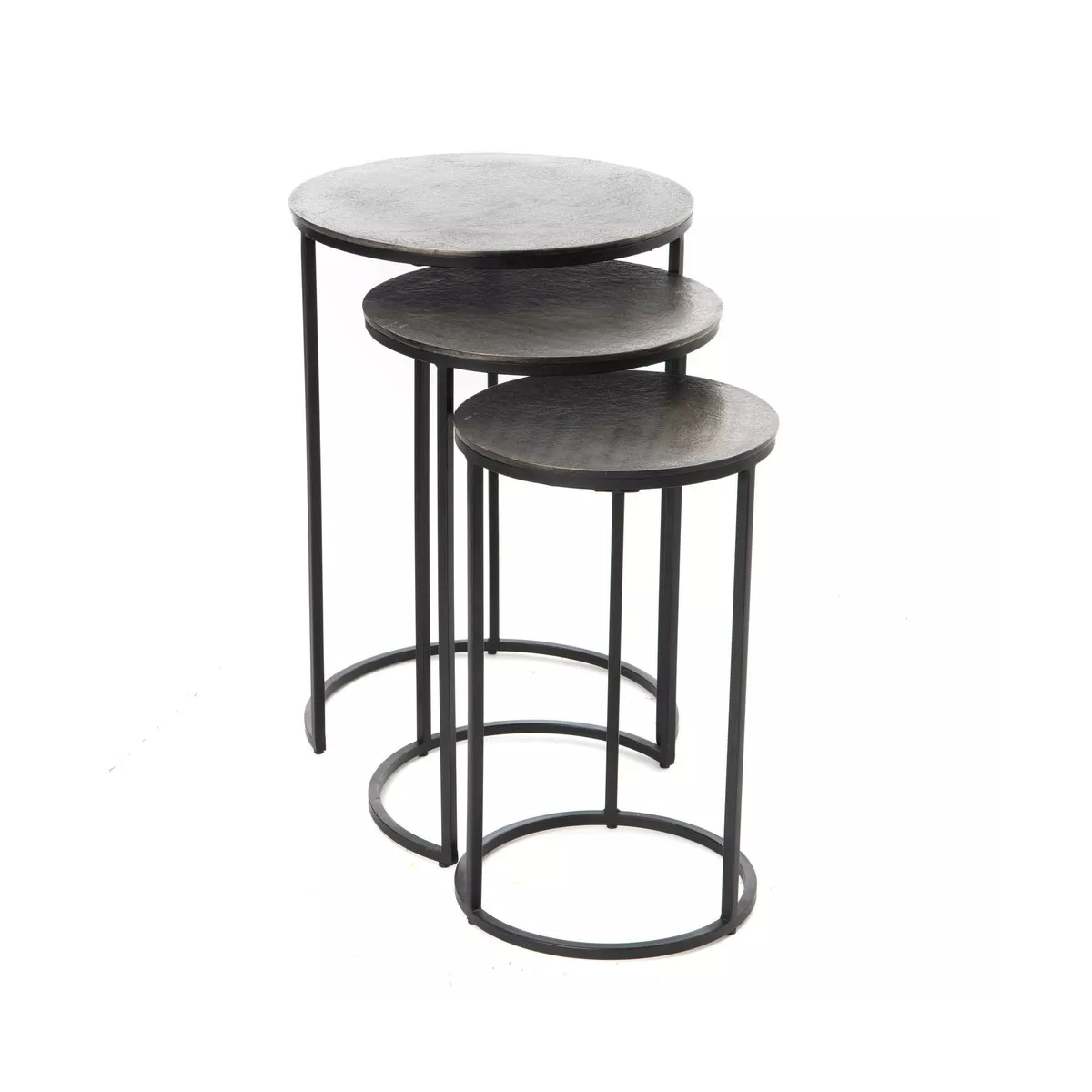 Série de 3 Sellettes Rondes en Aluminium Silver