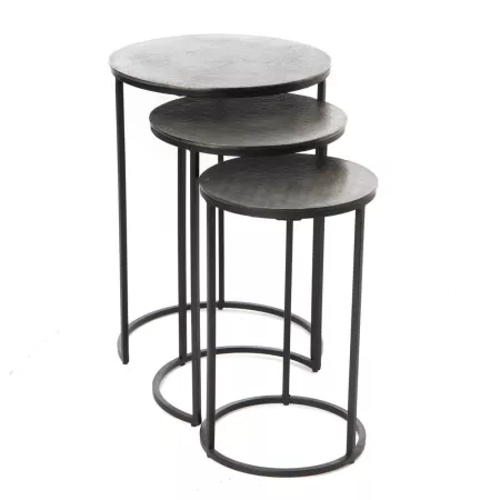 Série de 3 Sellettes Rondes en Aluminium Silver