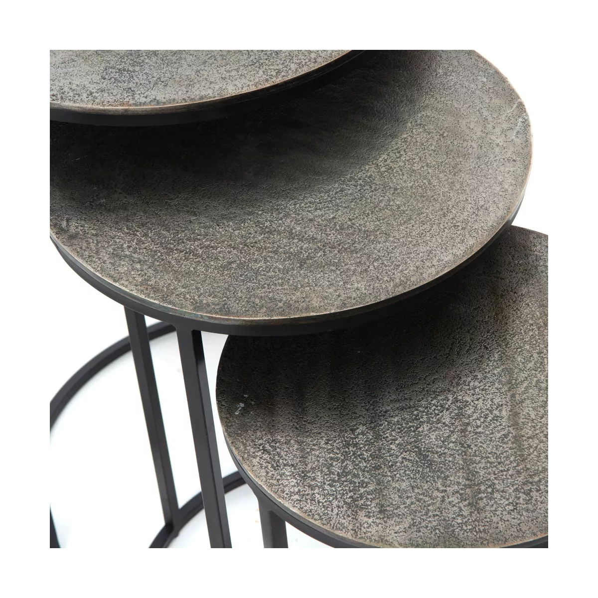 Série de 3 Sellettes Rondes en Aluminium Silver