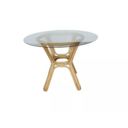 Table Bukhara Ronde Rotin, Métal  et Verre 130x130