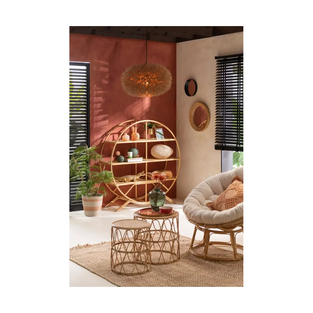 Etagère Ronde Rotin Naturel 150h