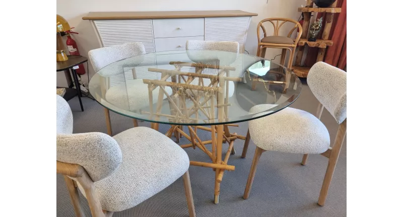 Nouveautés : Table ronde Rotin + Verre