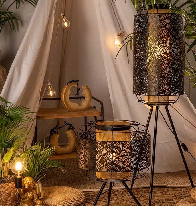 Nouveauté : Lampadaire Feuillage métal marron/doré