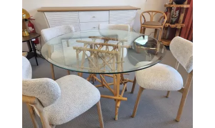 Nouveautés : Table ronde Rotin + Verre